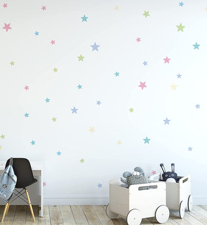 Pastel Stars Wall Stickers Decals For Baby Room Nursery Kids Wall Decals Decor Removable Stickers