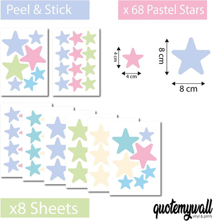 Star Stickers For Walls Kids Wall Stickers Decals Pastel Stars Removable Decor