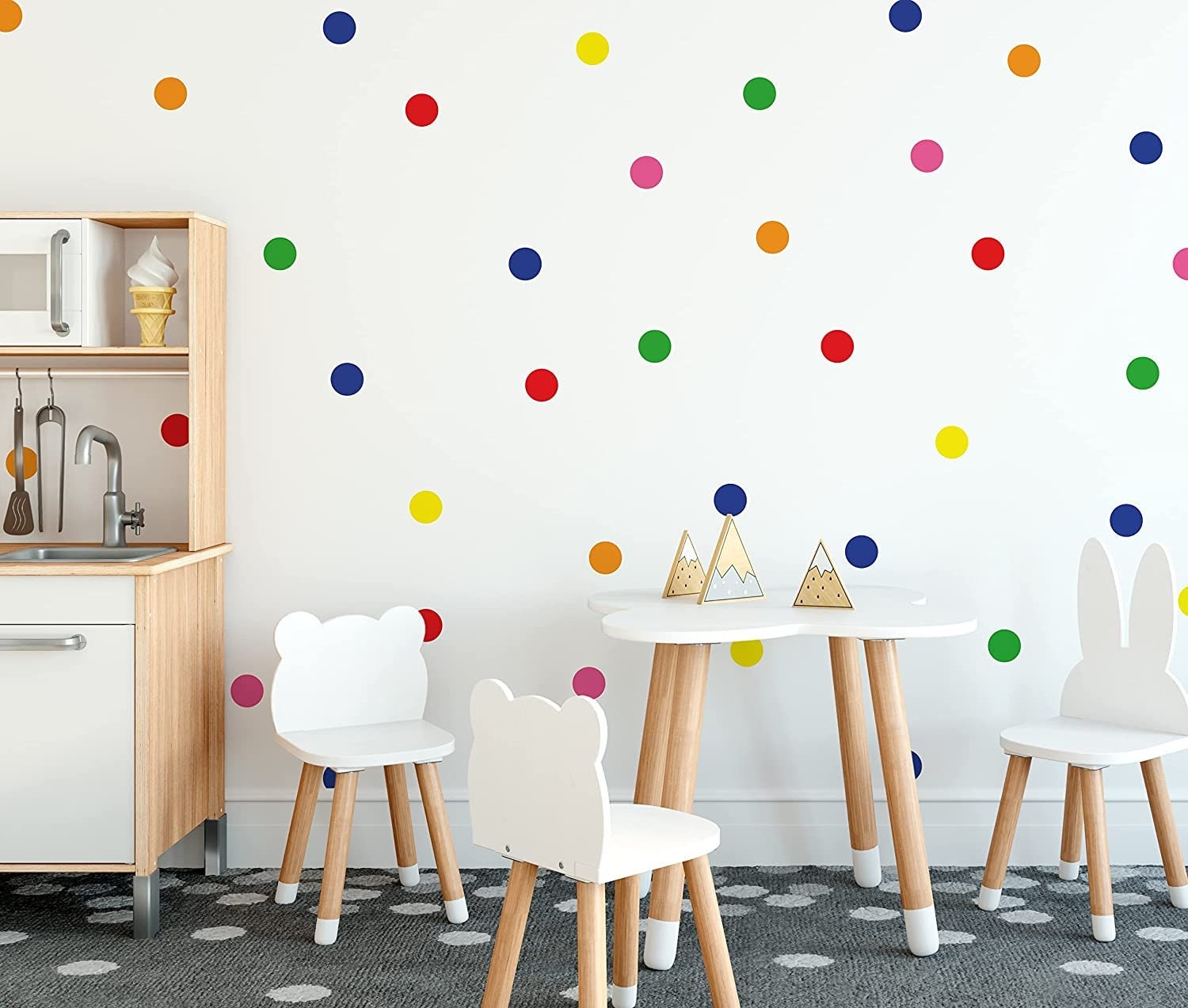 Colourful Polka Dot Wall Stickers | Wall Decals For Kids Rainbow Multi Colour Wall Decor