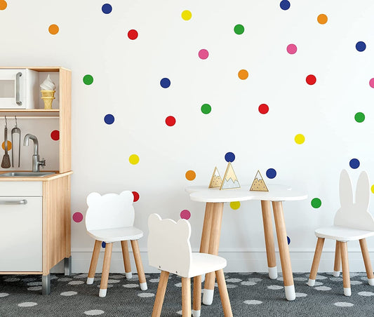 Multicolour Polka Dot Rainbow Wall Stickers For Kids Bedrooms And Nursery Rooms, Home Colour Decor Colourful Spots