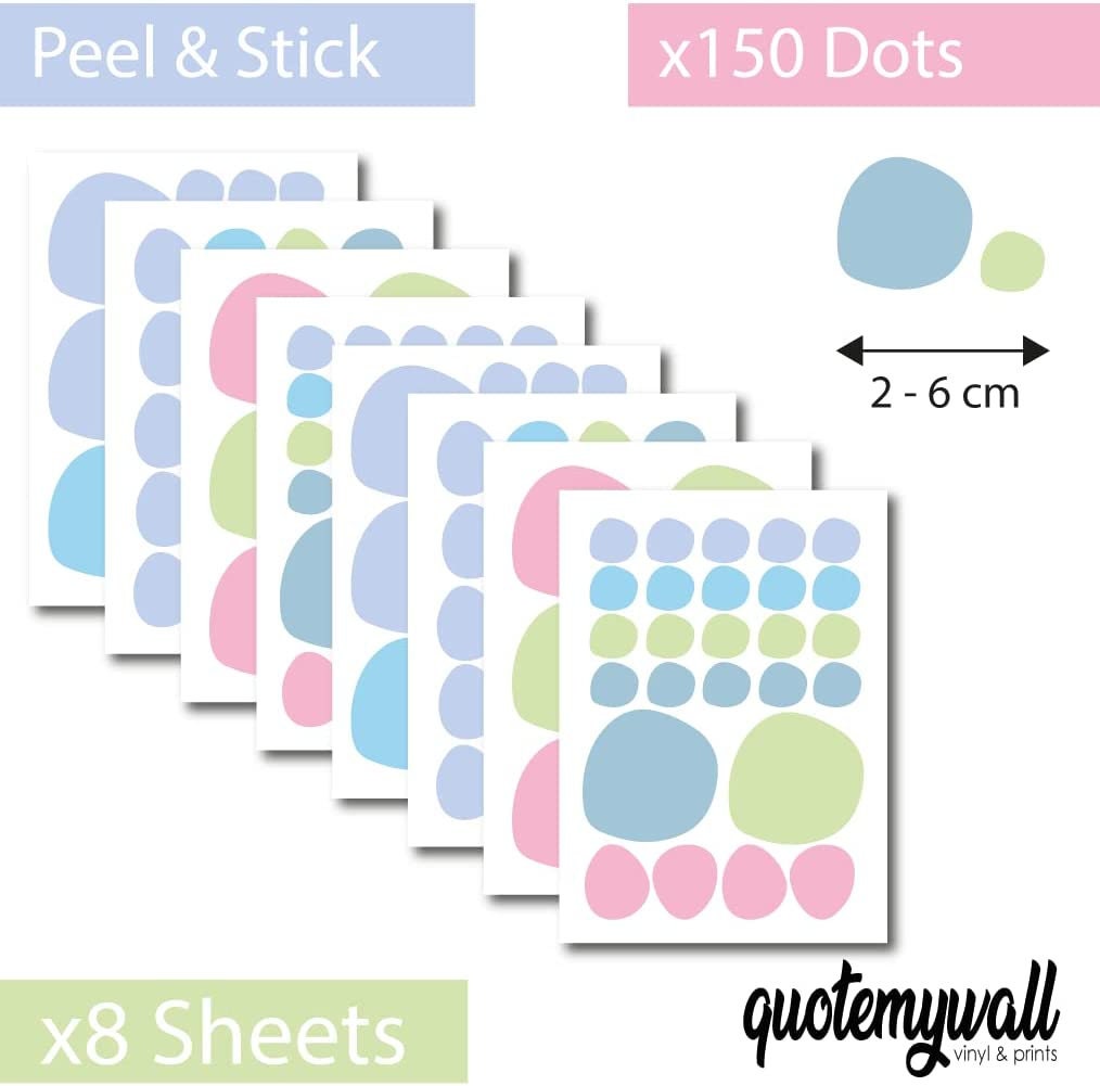 Pastel Colour Wall Stickers Polka Dots Spots Blobs Irregular Wall Decals For Nursery Rooms Childrens Bedroom Wall Decor