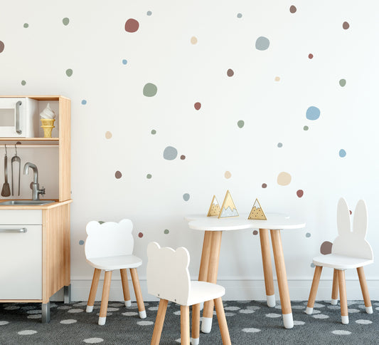 Earth Neutral Polka Dot Wall Stickers Decals For Nursery Playroom Kids Childrens Rooms