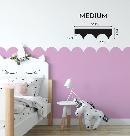 Scallop Wall Painting Stencil | Removable Painting Edge Boarder Vinyl Guide | Nursery Boarder Stencil Children's Bedroom Kids Boys & Girls