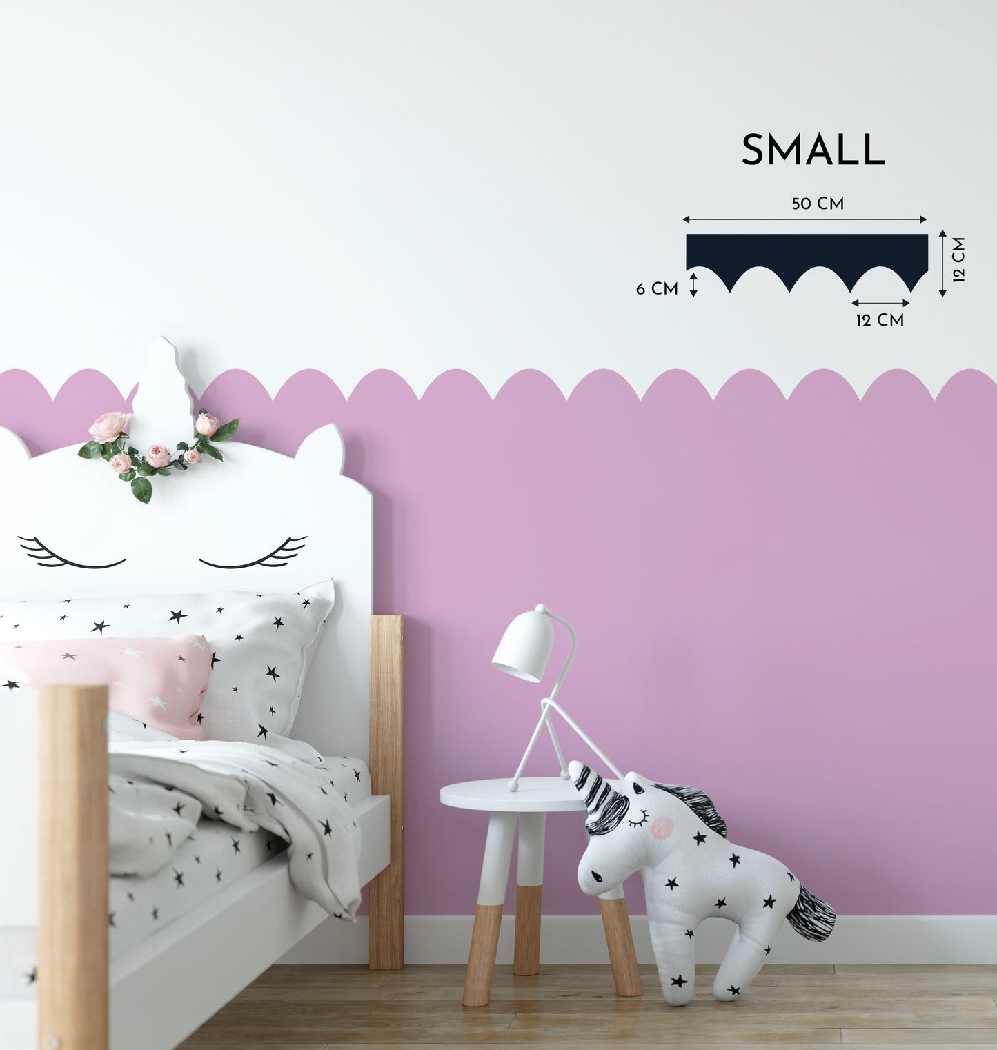 Scallop Wall Decal Stencil Boarder For Painting | Kids Room Boarder For Nursery Kids Children's Boys & Girls Removable Stencils