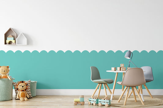 Kids Bedroom Painting Stencil Boarder | Nursery Wall Boarder Removable Arch Scallop Stencil | 2 Tone Fake Wallpaper - Peel & Stick