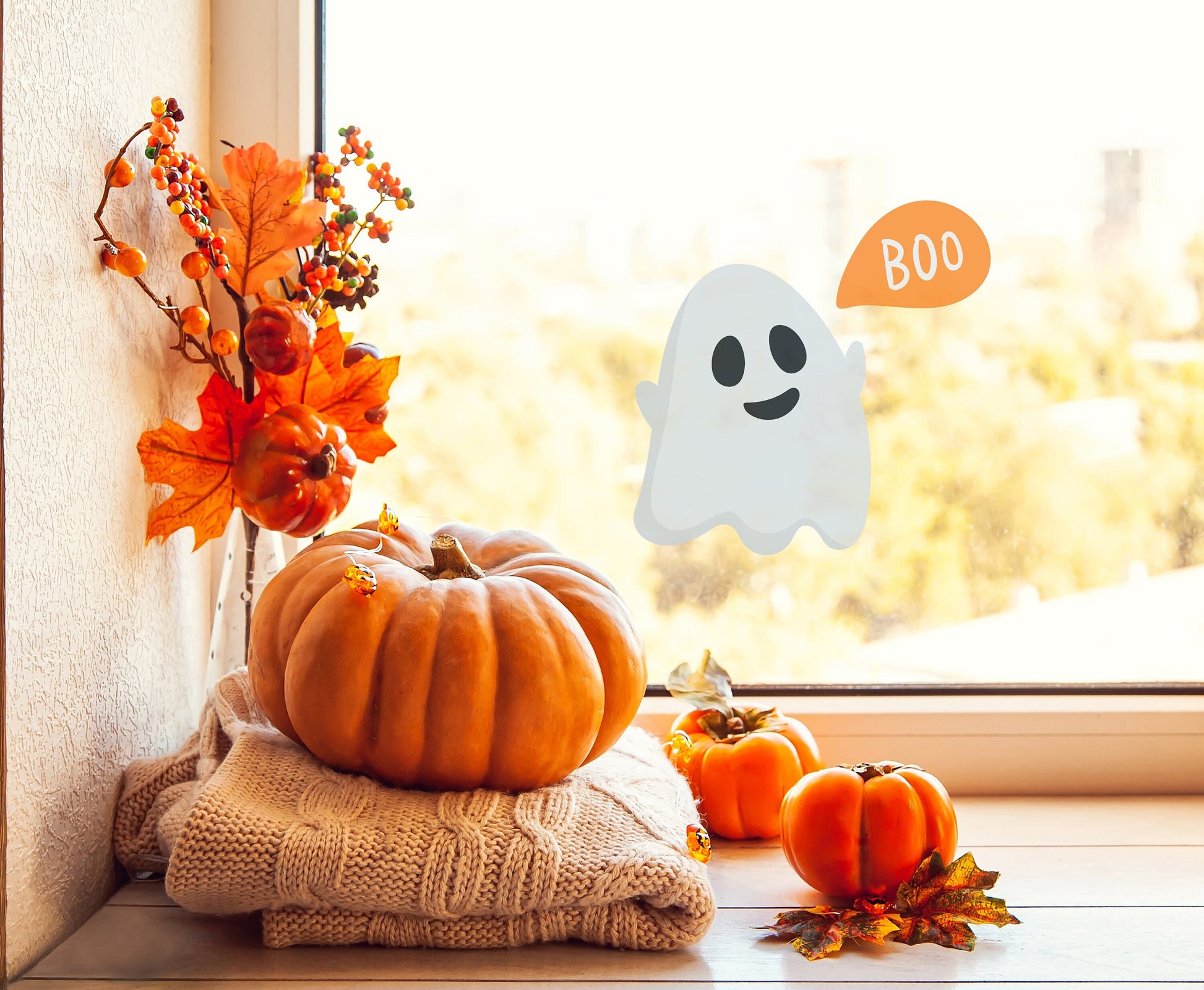 Halloween Ghost Boo Funny Window Sticker Window Decal For Halloween Party Door