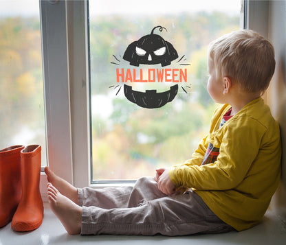 Halloween Text Pumpkin Mouth Window Sticker Decal Removable Cling Halloween Decorations