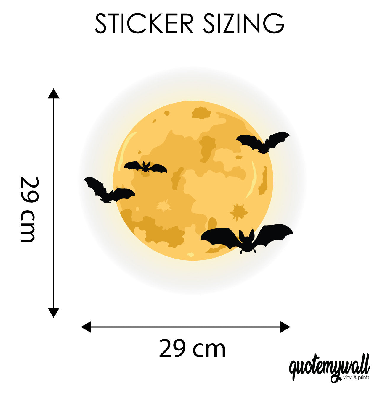 Halloween Creepy Moon & Flying Bats Halloween Window Sticker Decal Decoration Removable