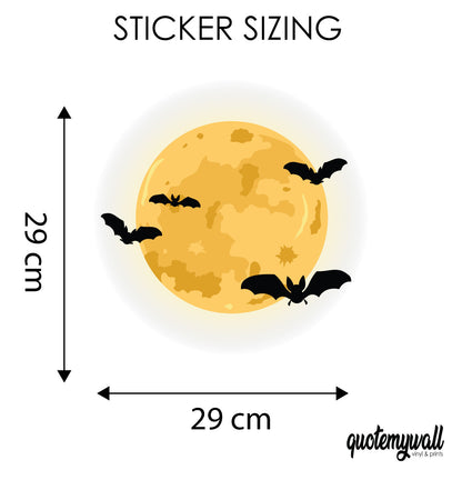 Halloween Creepy Moon & Flying Bats Halloween Window Sticker Decal Decoration Removable