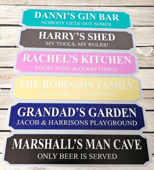 Personalised Street Sign Plaque, Family Name Sign, Mr & Mrs Wedding Day Sign Decorative, Garden Man Cave Custom Sign For Shed Door