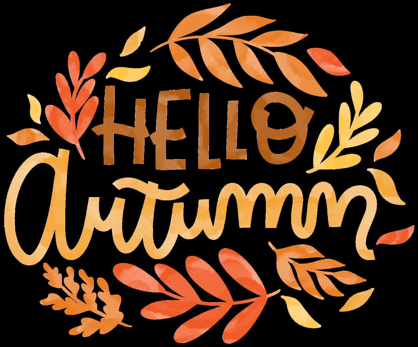 Hello Autumn Window Sticker, Autumnal Foliage Leaves Window Decal, Halloween Decoration, Halloween Window Stickers