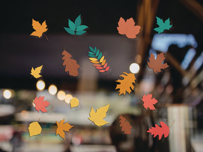 Autumn Colour Falling Leaves Window Stickers, Autumn Window Decals, Halloween Window Stickers, Autumn Shop Decor Removable Stickers