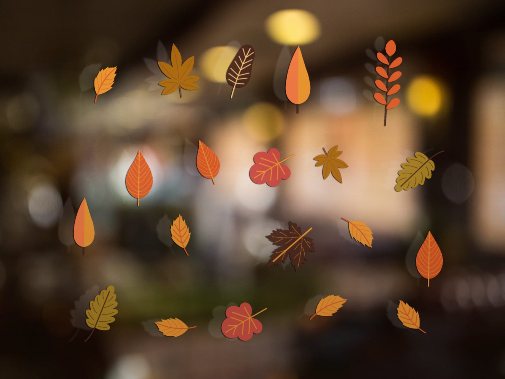 20 Autumn Leaves Window Decal Stickers, Autumn Decor, Shop Window Autumn Display Stickers