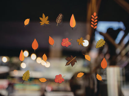 20 Autumn Leaves Window Decal Stickers, Autumn Decor, Shop Window Autumn Display Stickers