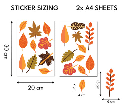 20 Autumn Leaves Window Decal Stickers, Autumn Decor, Shop Window Autumn Display Stickers
