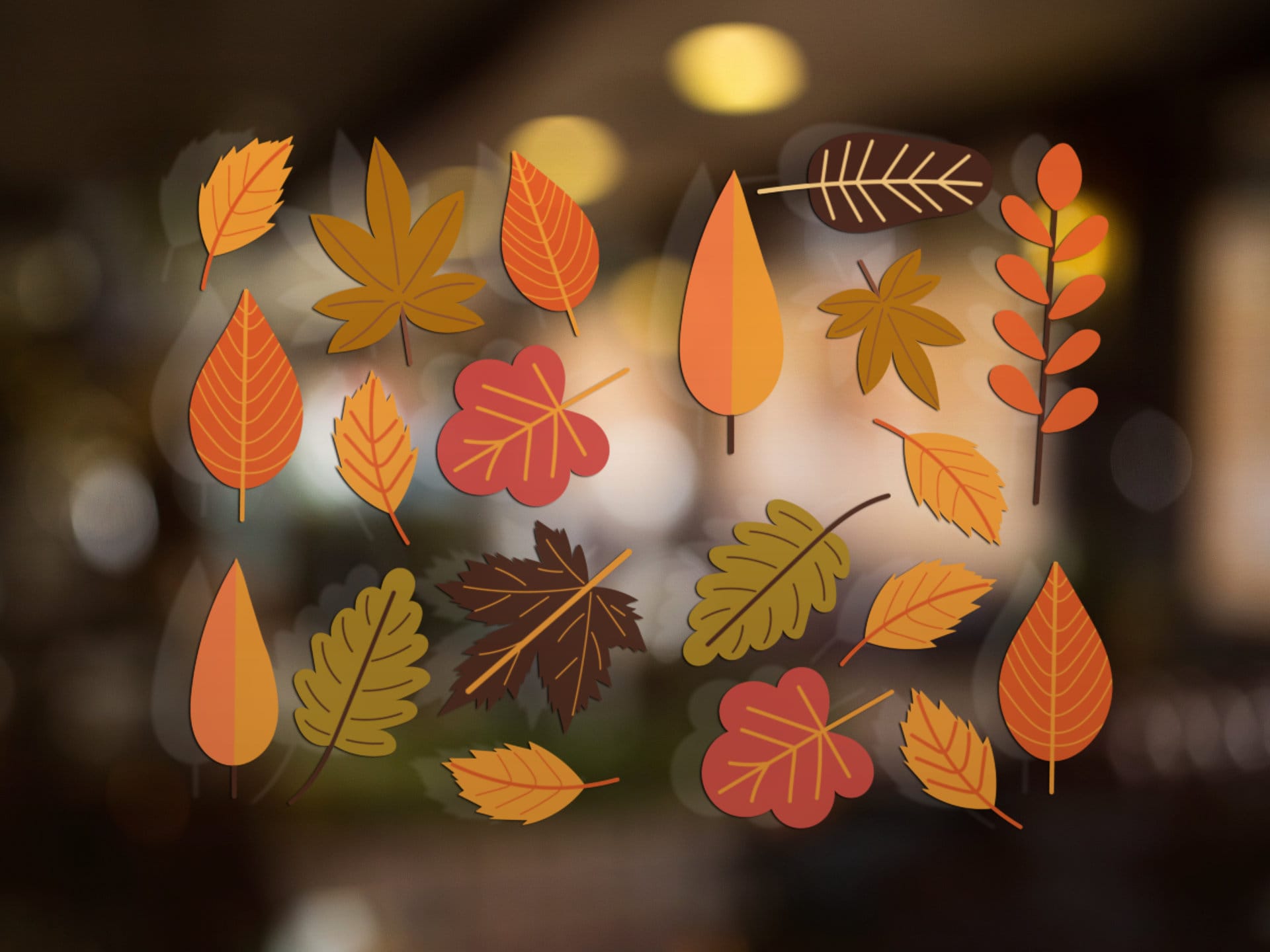 20 Autumn Leaves Window Decal Stickers, Autumn Decor, Shop Window Autumn Display Stickers