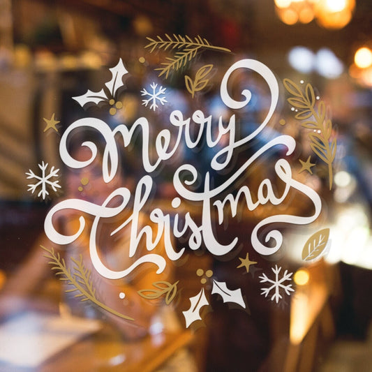 Merry Christmas Window Sticker For Shop Windows Home, Xmas Window Decal, Merry Christmas Shop Window Decor
