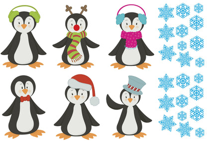 Christmas Penguins And Snowflakes Window Stickers Decals For Home Shop Kids Childrens Xmas Decorations