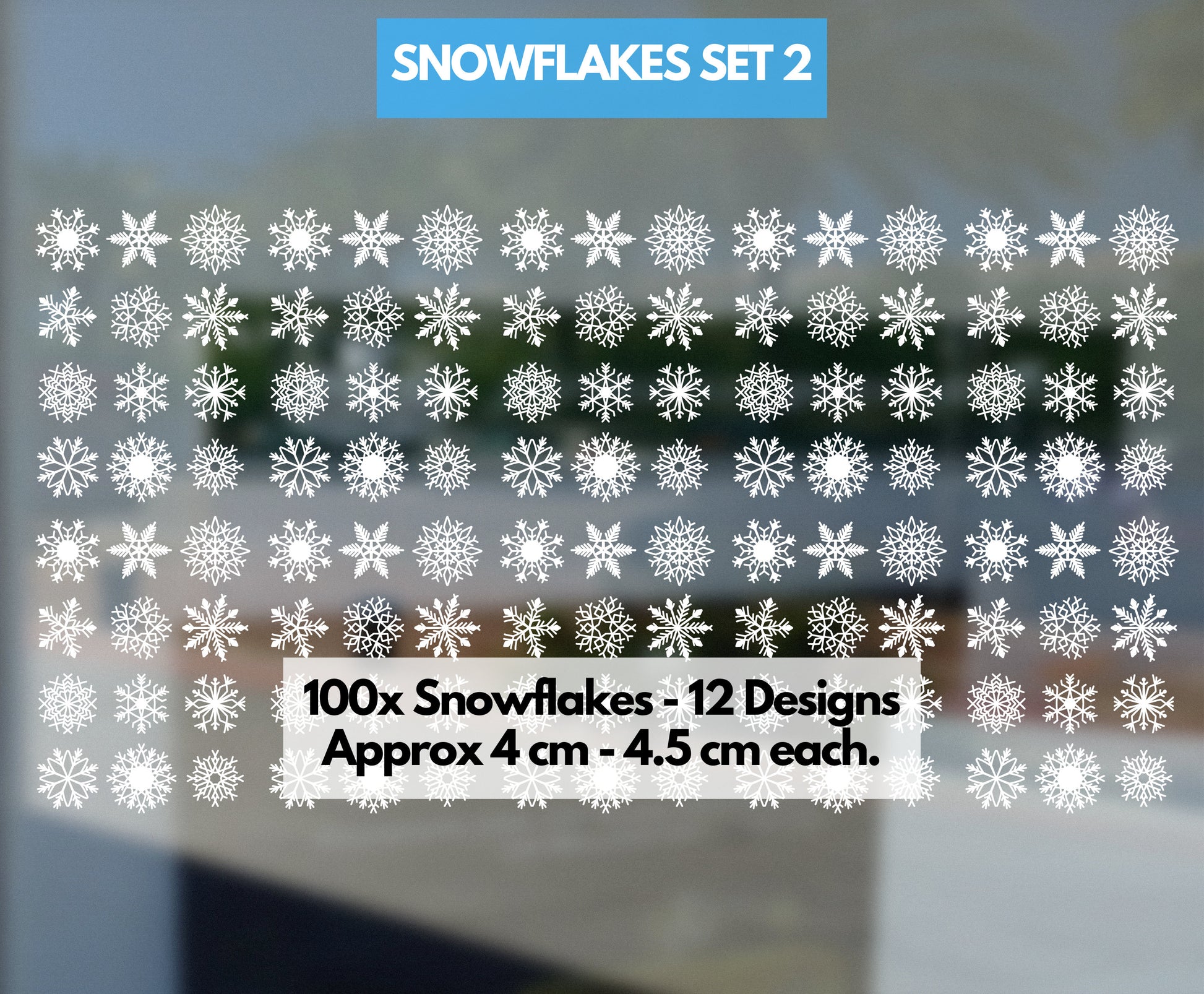 Snowflake Window Stickers 60 Pack - 4.5 cm Snowflakes Decals