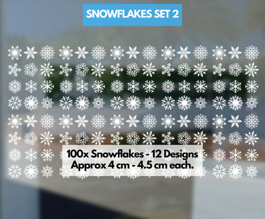 Snowflake Window Stickers 60 Pack - 4.5 cm Snowflakes Decals