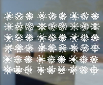 Snowflake Window Stickers 60 Pack - 4.5 cm Snowflakes Decals