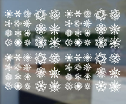 Christmas Window Stickers Snowflakes Set, Christmas Window Decals, Snow Flake Window Decor