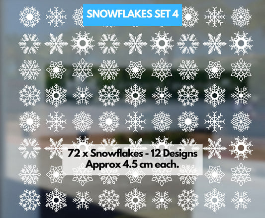 Snowflakes Window Stickers 72 Pack | 4.5 cm Snowflakes Decals Christmas Window Decor