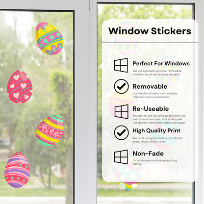 Easter & Spring Themed Window Stickers Removable Easter Decals Easter Bunny, Egg Stickers, Spring Flowers