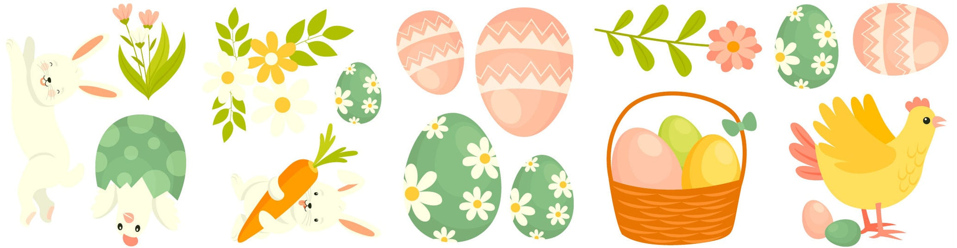Easter & Spring Themed Window Stickers Removable Easter Decals Easter Bunny, Egg Stickers, Spring Flowers