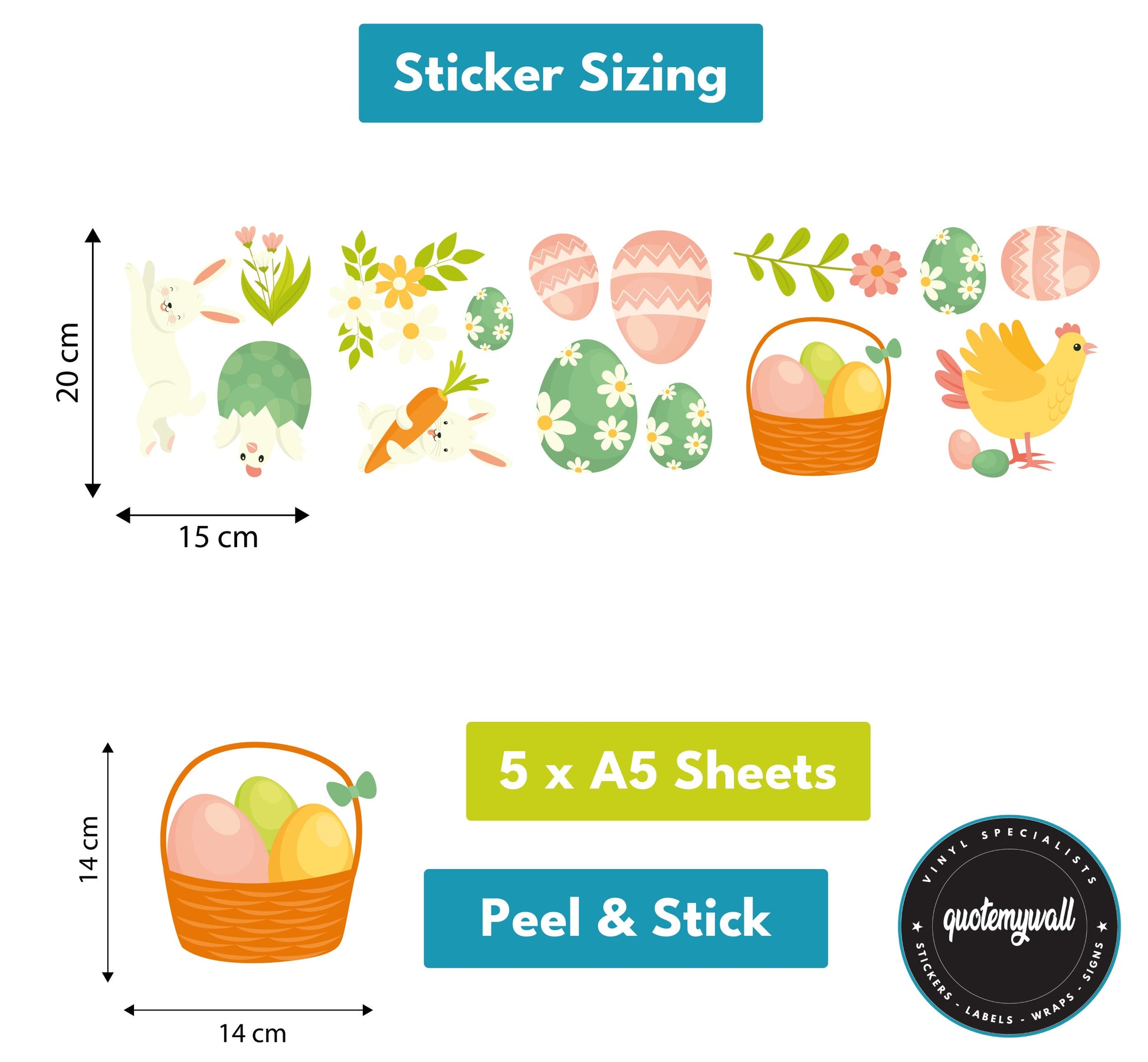Easter & Spring Themed Window Stickers Removable Easter Decals Easter Bunny, Egg Stickers, Spring Flowers