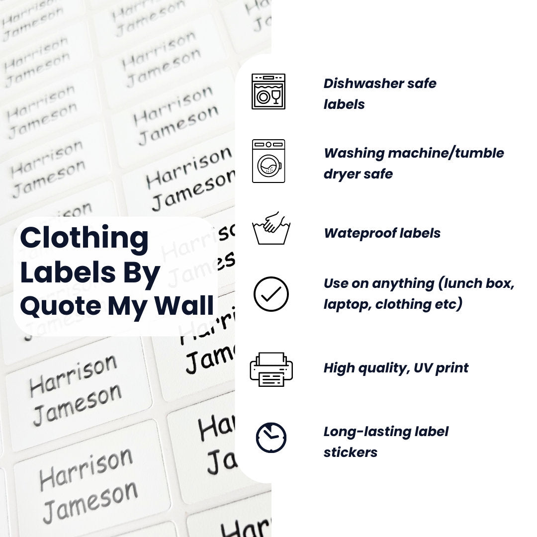 Washable No Iron Name Labels For Clothes Tags - Care Home Stickers, Lunch Box Children's Kids School Uniform Personalised Name Stickers