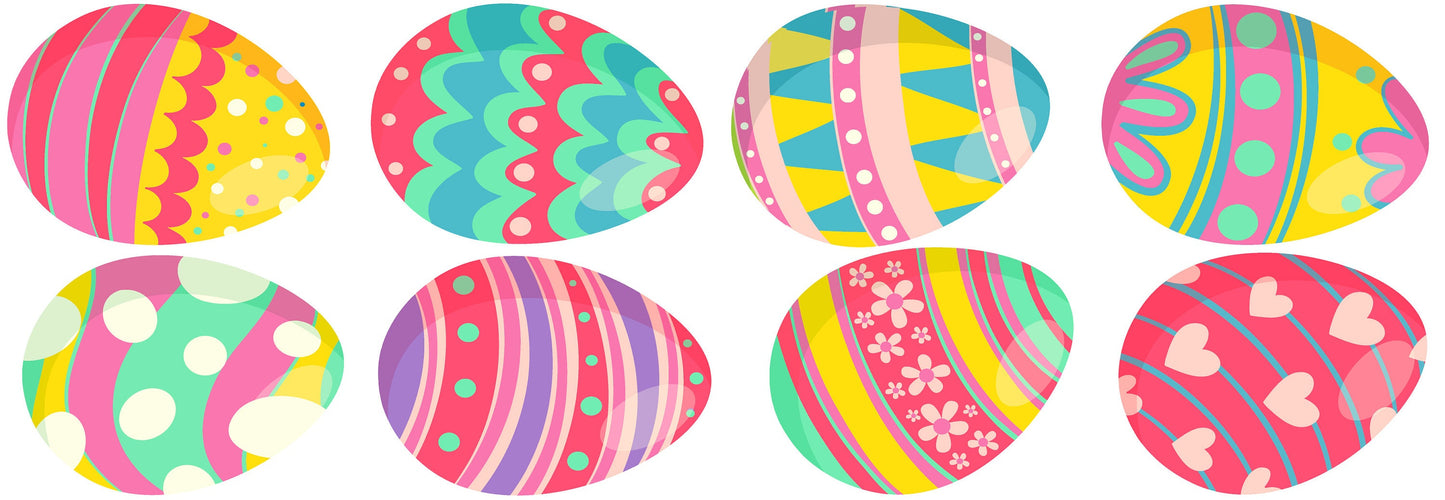 Cute Colourful Easter Eggs Window Stickers, Spring Window Decals Wall Art Kids Easter Decor