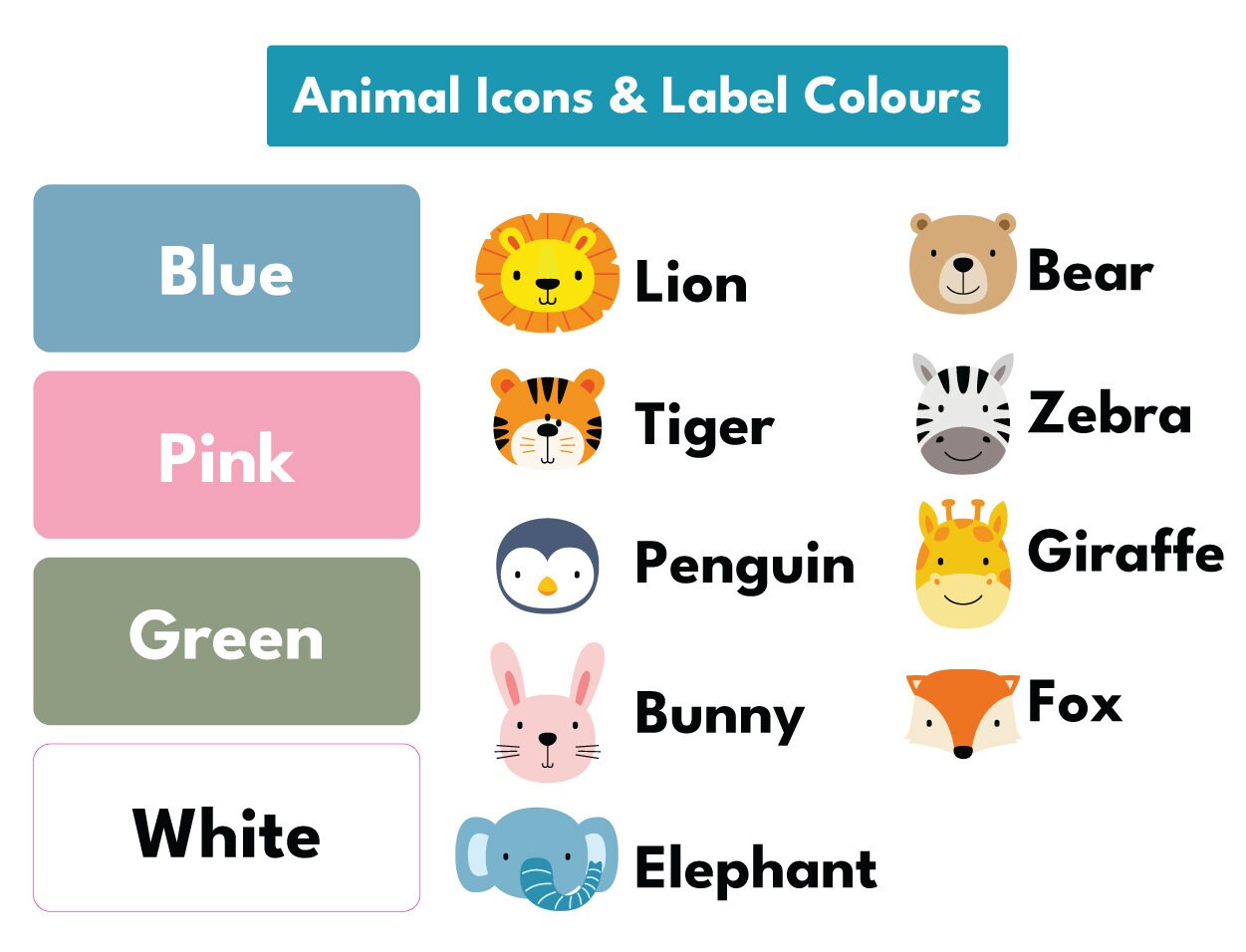 84 Cute Animal Stick On Labels For Children's School Clothes & Stationery