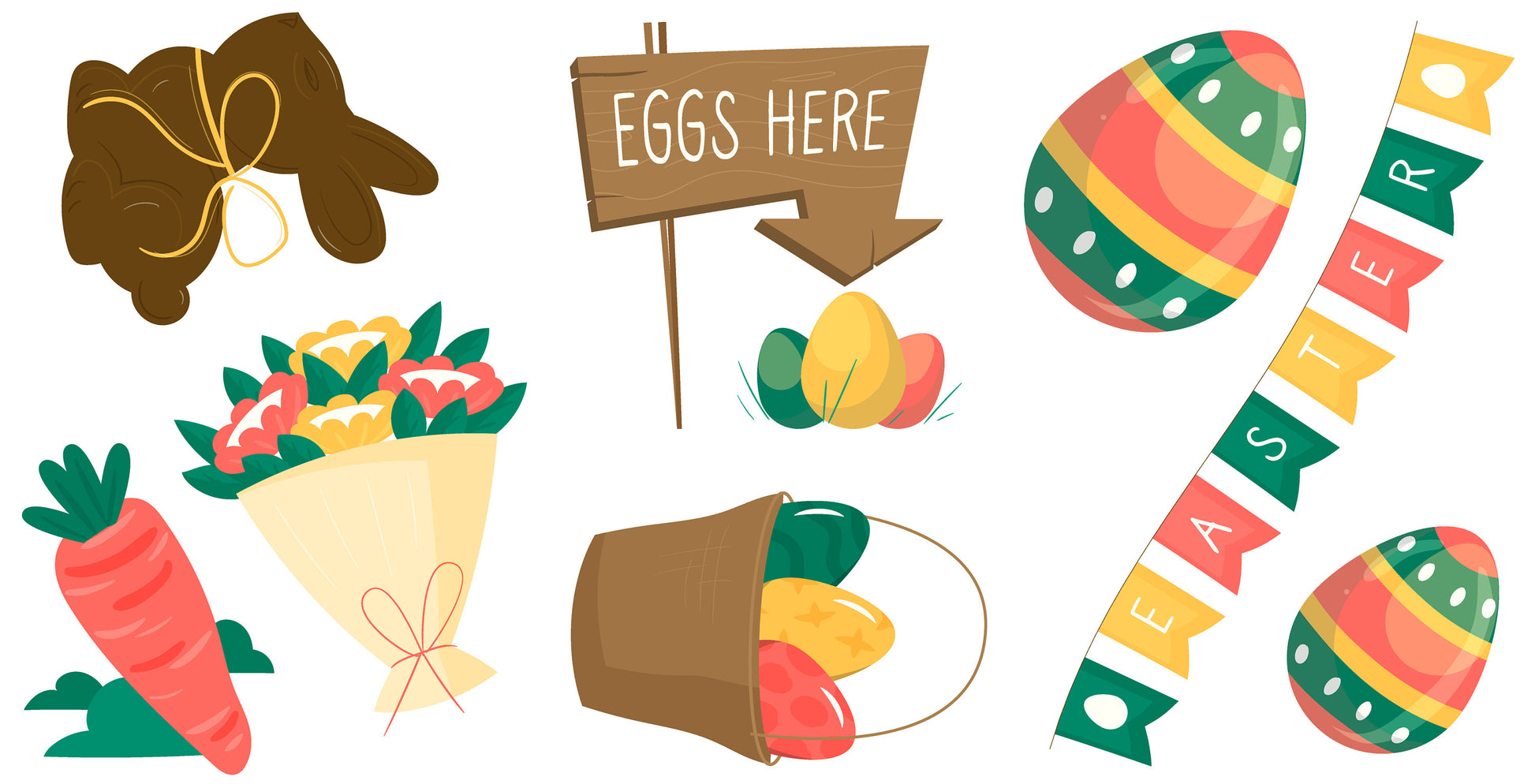 Easter Bunny Flowers & Eggs Window Stickers, Removable Easter Spring Window Decals Home Decor Happy Easter Flower Stickers