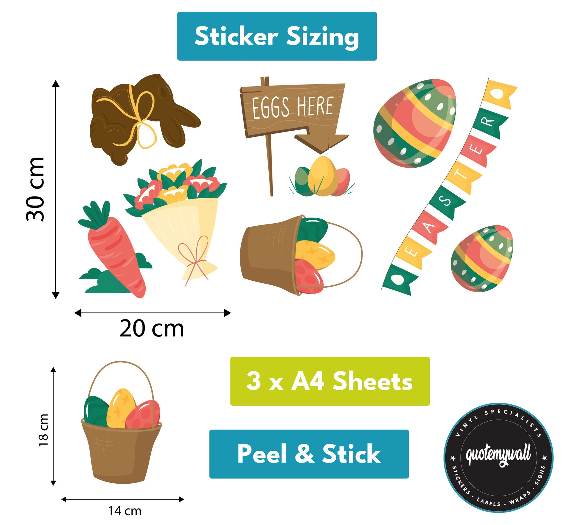 Easter Bunny Flowers & Eggs Window Stickers, Removable Easter Spring Window Decals Home Decor Happy Easter Flower Stickers