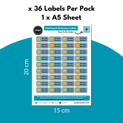 36 Stick On Clothing Labels For Kids School Clothes & Stationery