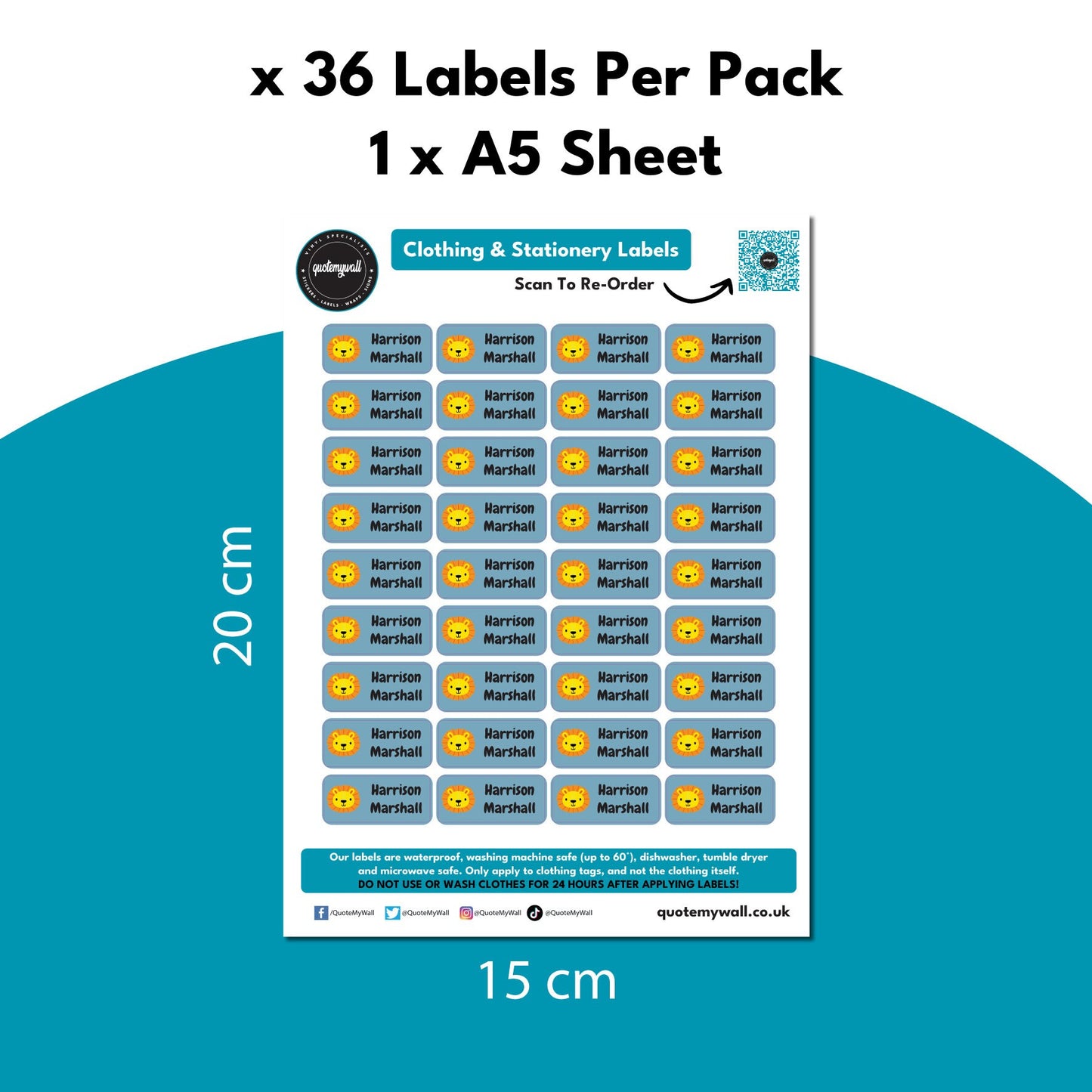 36 Kids Stick On School Name Labels For Clothing Clothes And Stationery