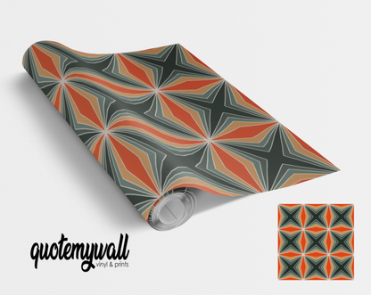 Orange Abstract Pattern Bursts Vinyl Furniture Sticker