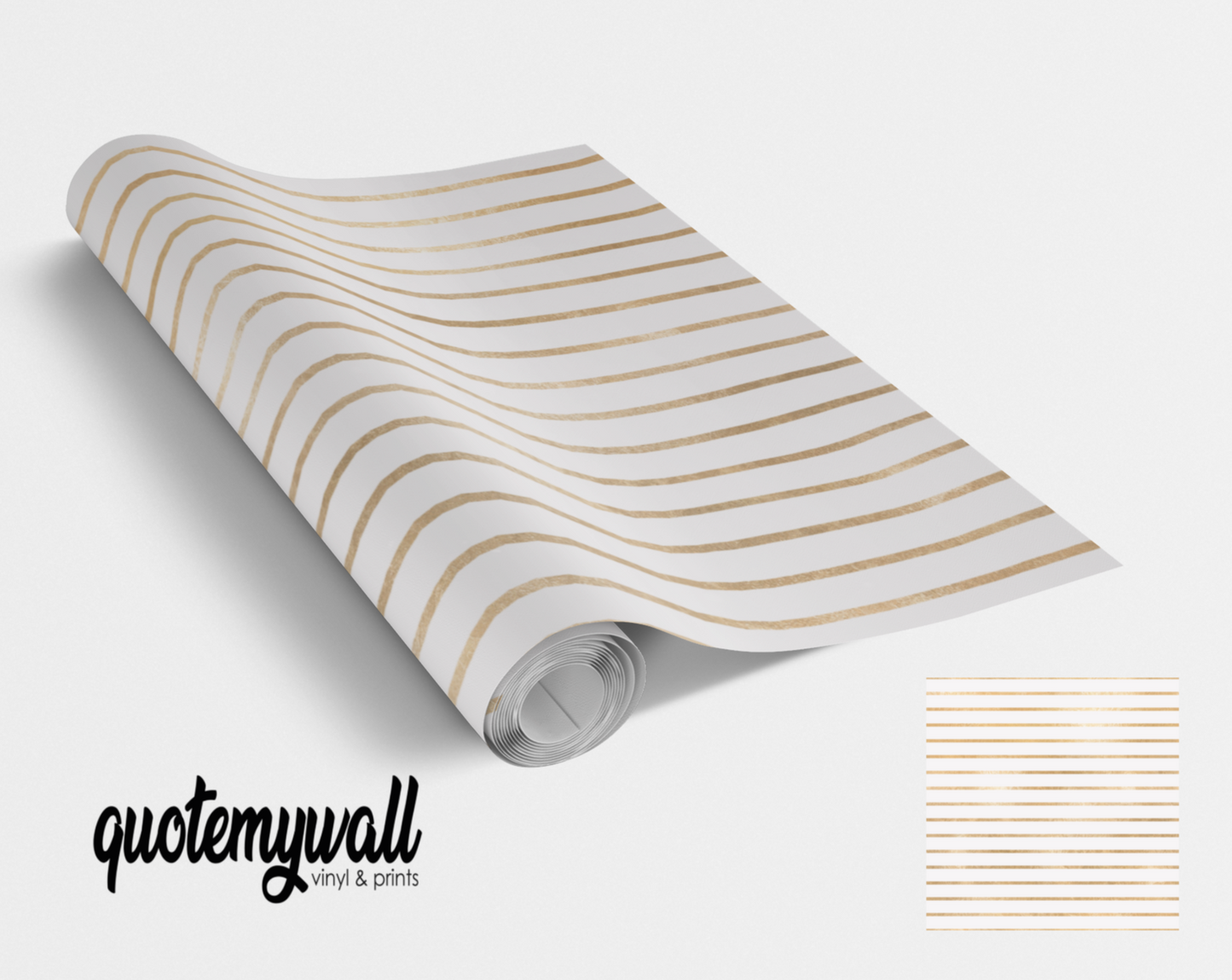 White & Gold Stripes Vinyl Furniture Wrap