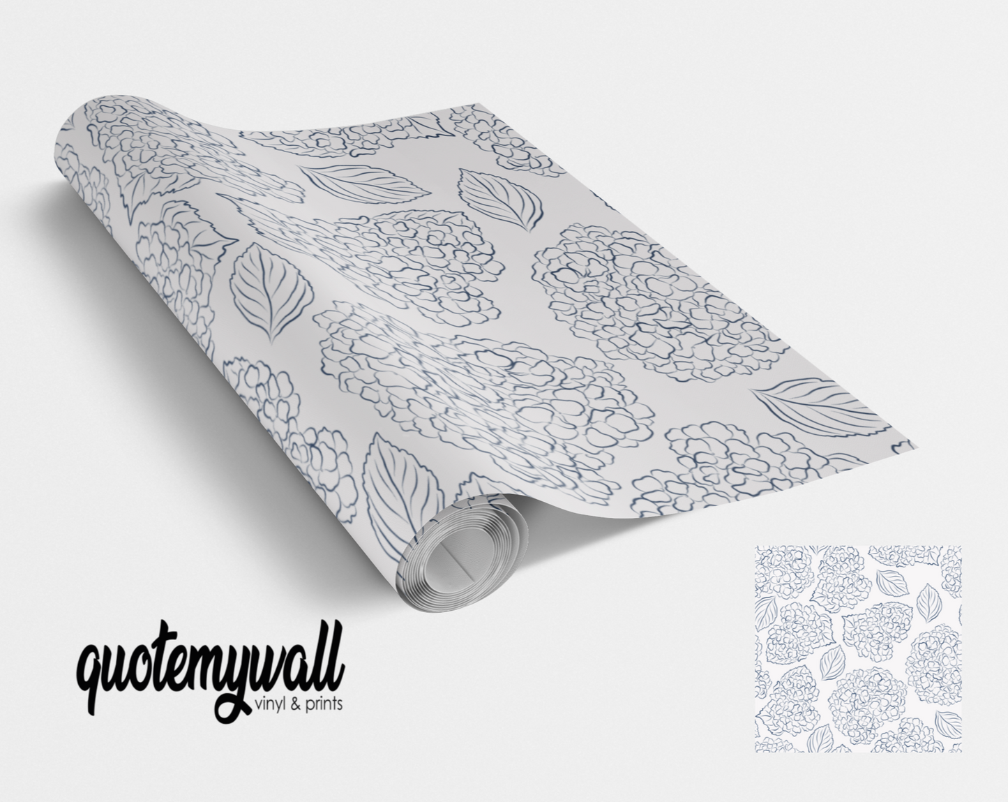 Hydrangea Black & White Self Adhesive Vinyl