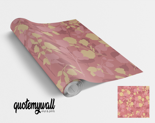 Blush Pink & Yellow Leaves Vinyl Furniture Wrap