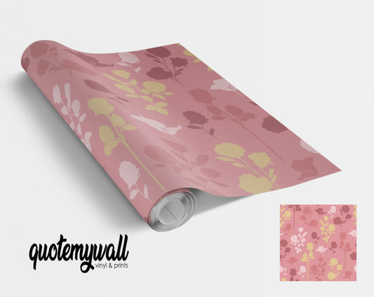 Patel Pink Yellow Flowers Self Adhesive Vinyl