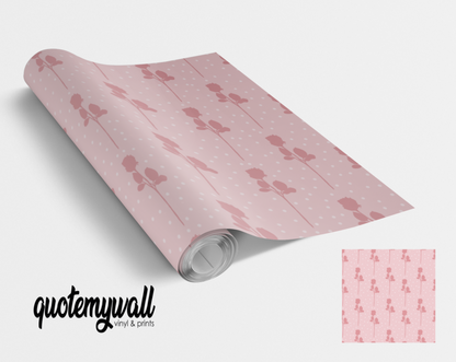 Pastel Pink Rose Buds Self Adhesive Vinyl