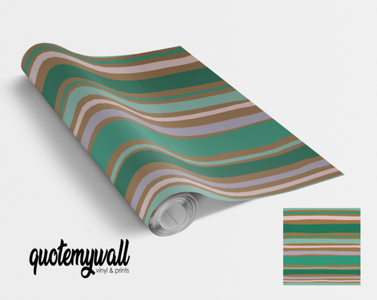 Green Brown Stripes Self Adhesive Vinyl