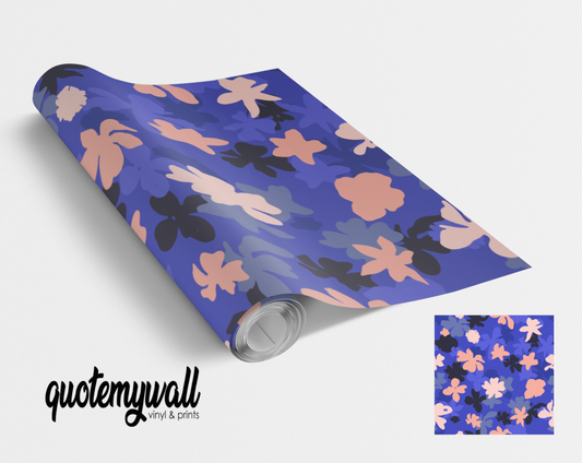 Royal Blue Flower Petals Self Adhesive Vinyl