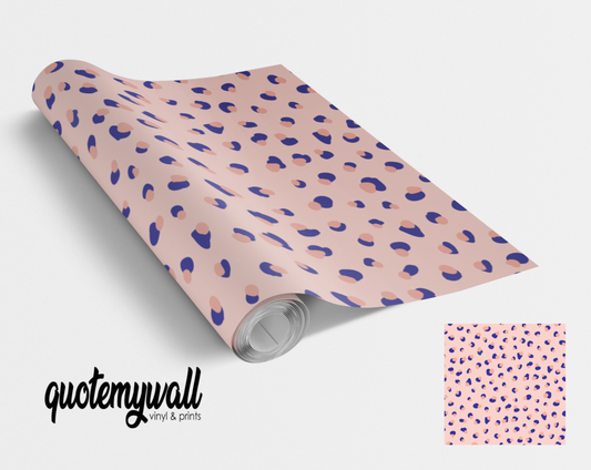 Pink & Blue Leopard Print Vinyl Furniture Sticker