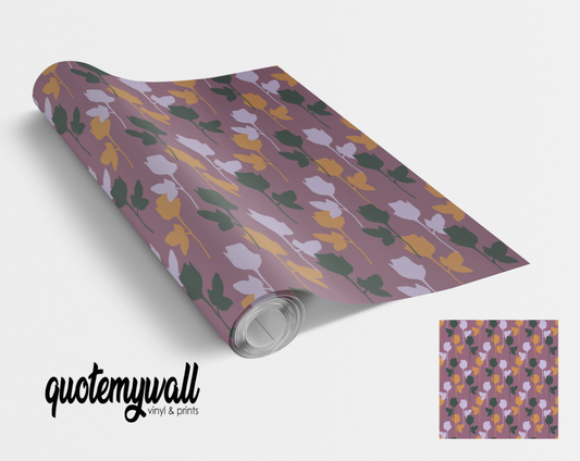 Purple Rose Buds Self Adhesive Vinyl