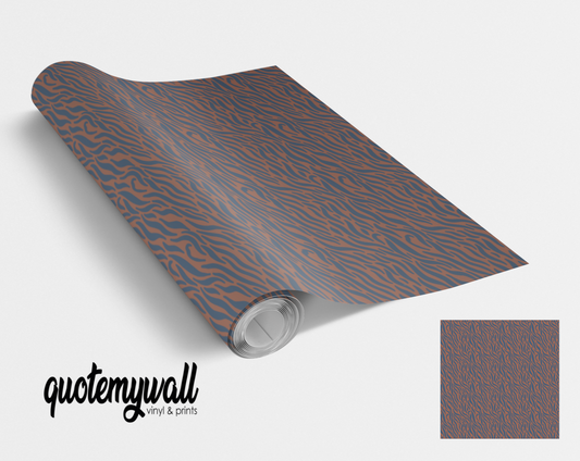 Blue & Brown Fine Tiger Print Vinyl Furniture Wrap