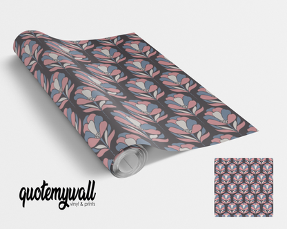 Blue & Pink Flower Blooms Vinyl Furniture Sticker