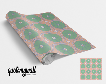 Orange/Green Octagon Kaleidoscope Vinyl Furniture Wrap